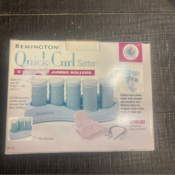 Remington Quick Curl Setter Jumbo Rollers and Clips Open Box New Vintage - Picture 3 of 10